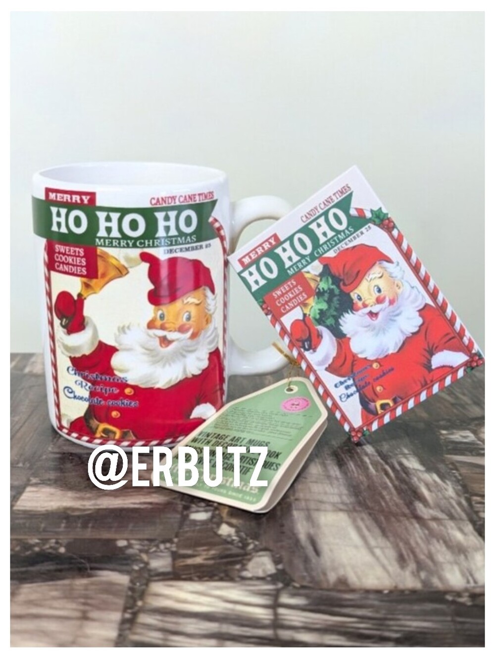 Mr. Christmas HO HO HO Vintage Style Santa Mug w/ Matching Book Storage Box🧑🎄